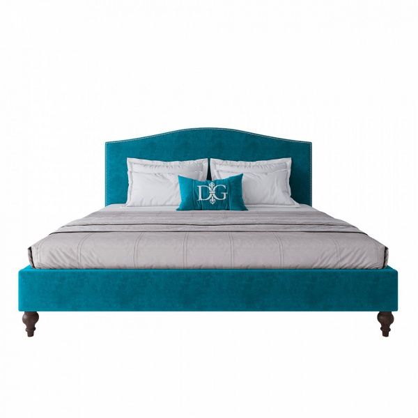 Кровать двуспальная 180х200 см голубая Fleurie