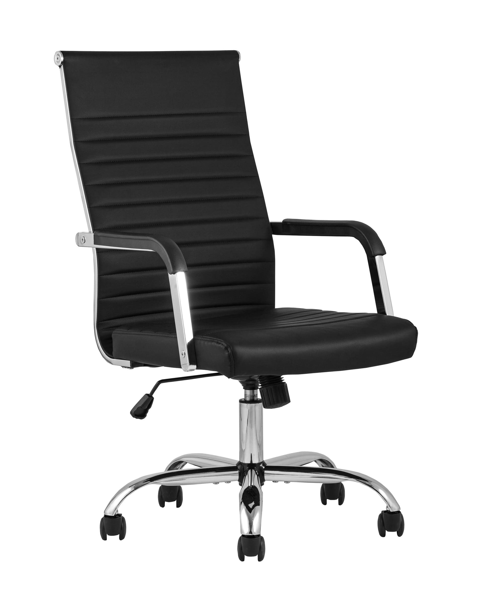 Компьютерное кресло TopChairs Unit офисное черное в обивке из экокожи, механизм качания Top Gun