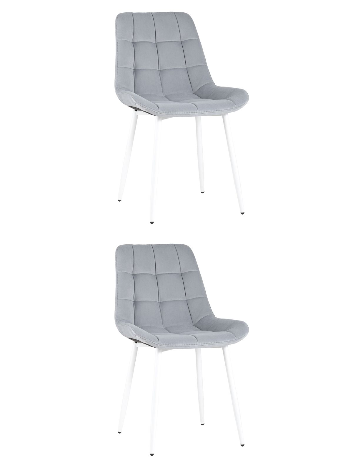 Комплект из двух стульев Флекс велюр светло-серый белые ножки из металла