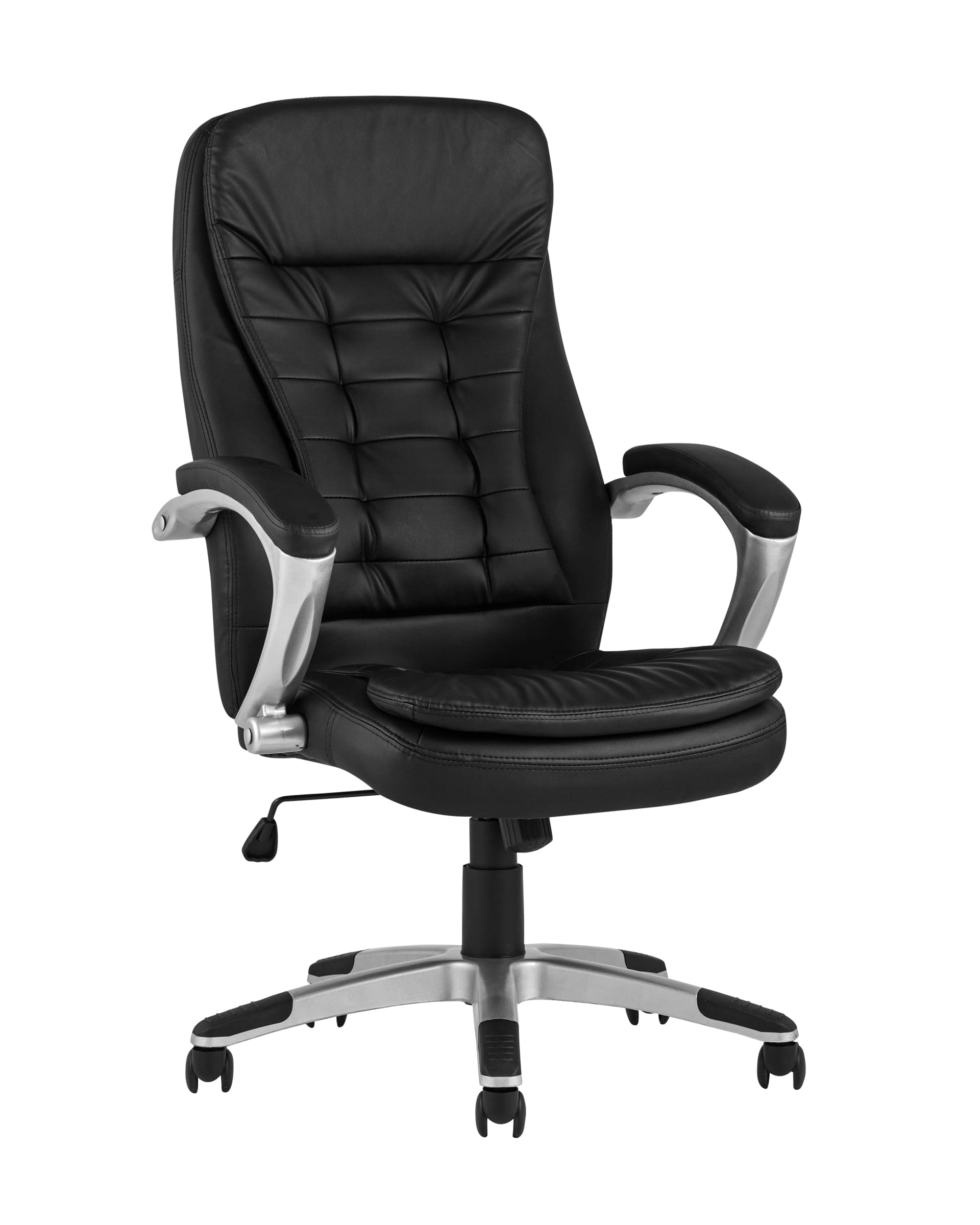 Компьютерное кресло TopChairs Control офисное черное обивка экокожа, механизм качания Top Gun