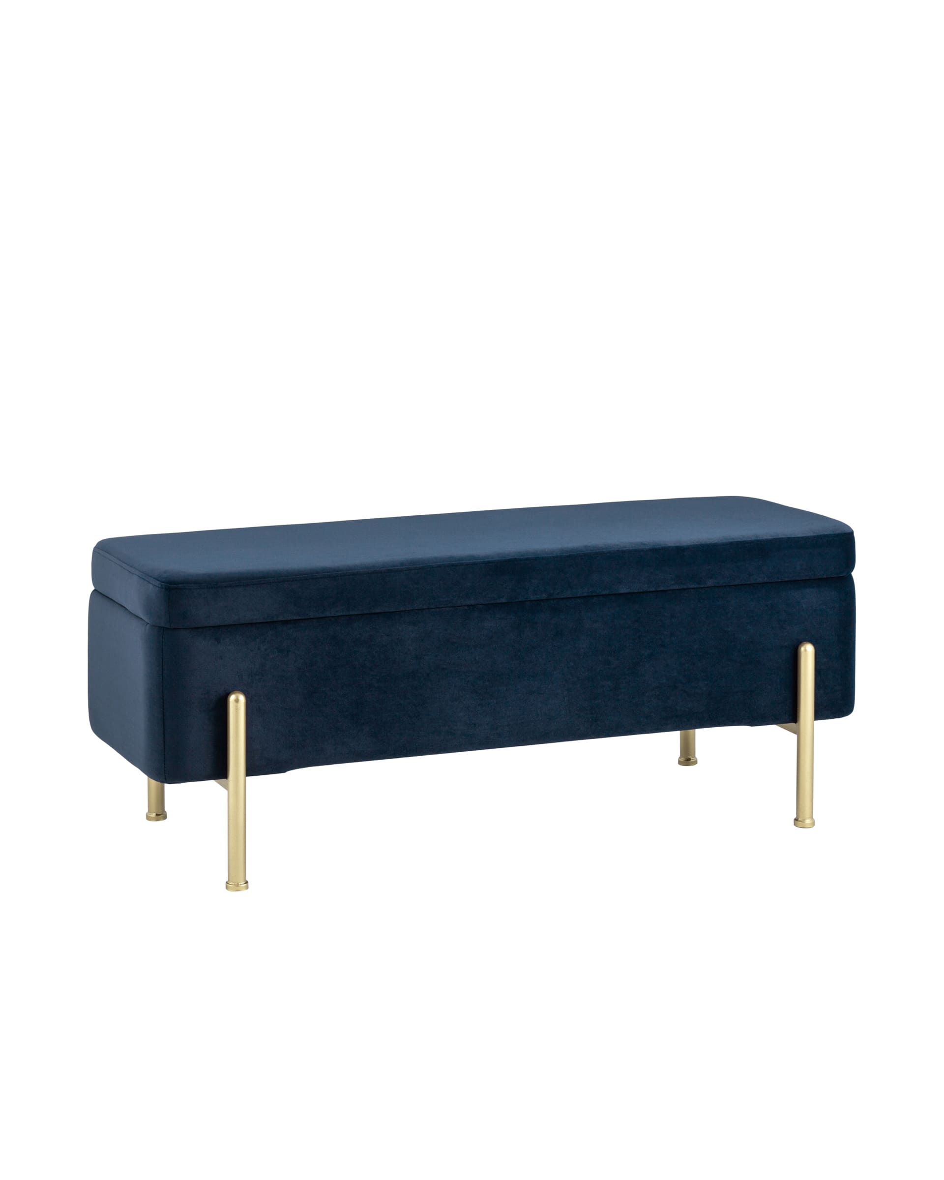 Банкетка Болейн с ящиком велюр синий ножки из металла цвет золото