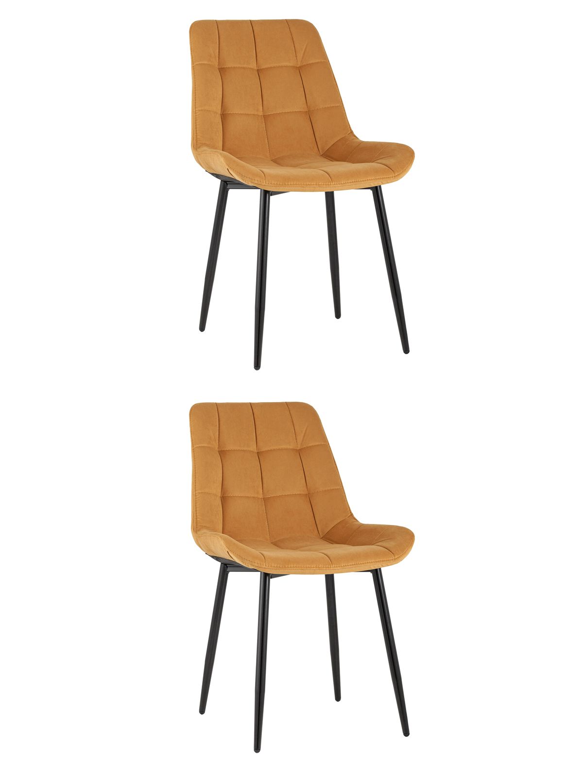 Комплект из двух стульев Флекс велюр оранжевый ножки из металла черные