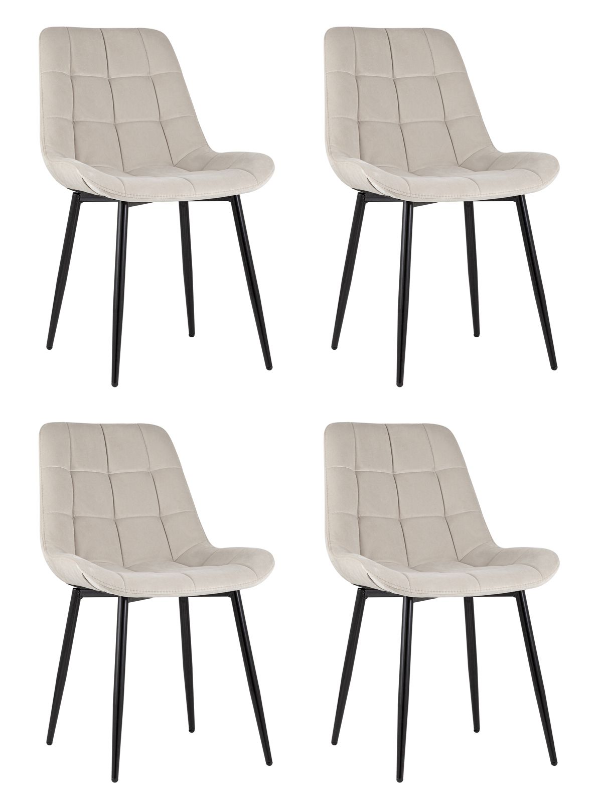 Комплект из четырех стульев Флекс велюр бежевый ножки из металла черные