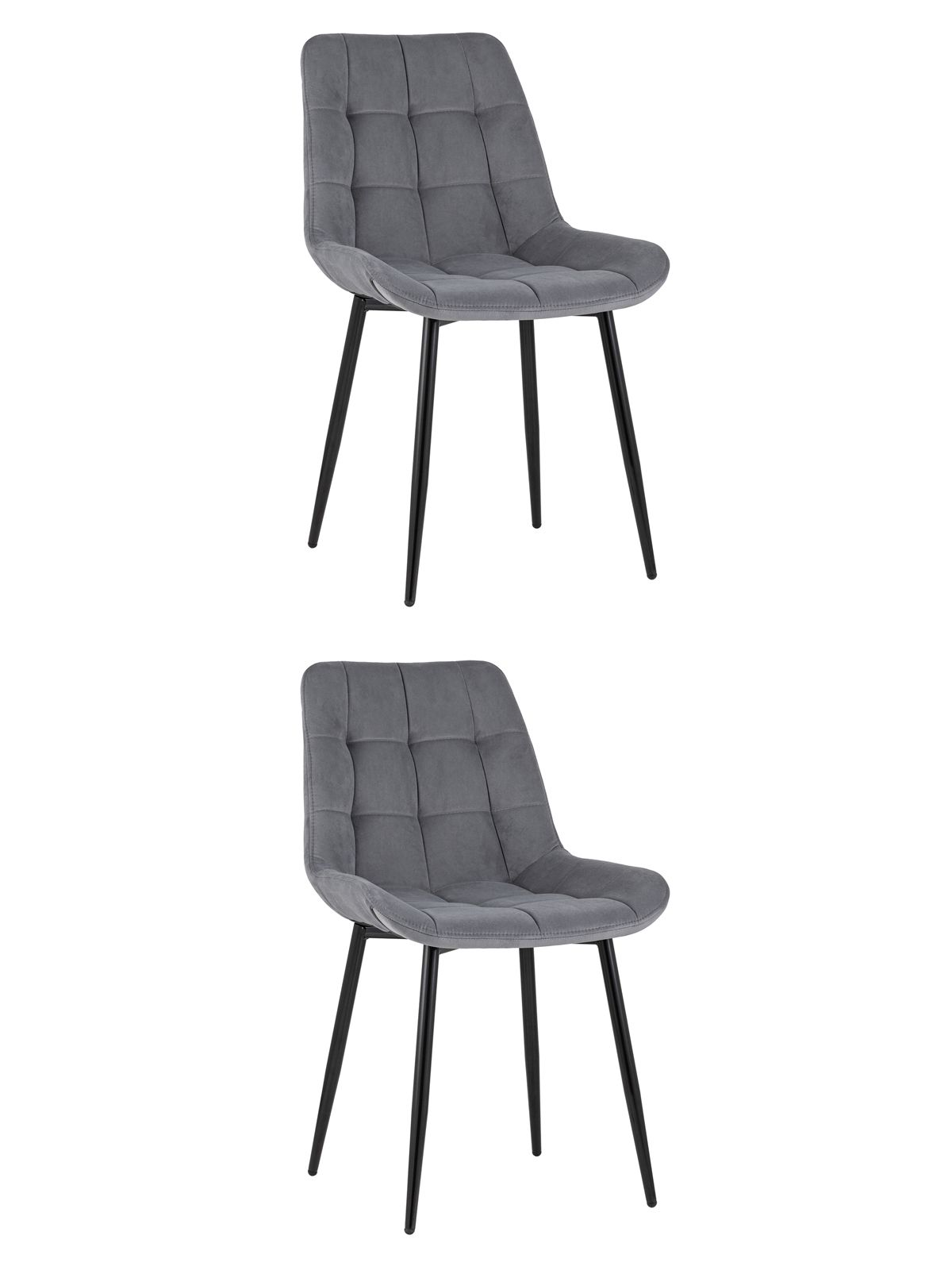 Комплект из двух стульев Флекс велюр серый ножки из металла черные