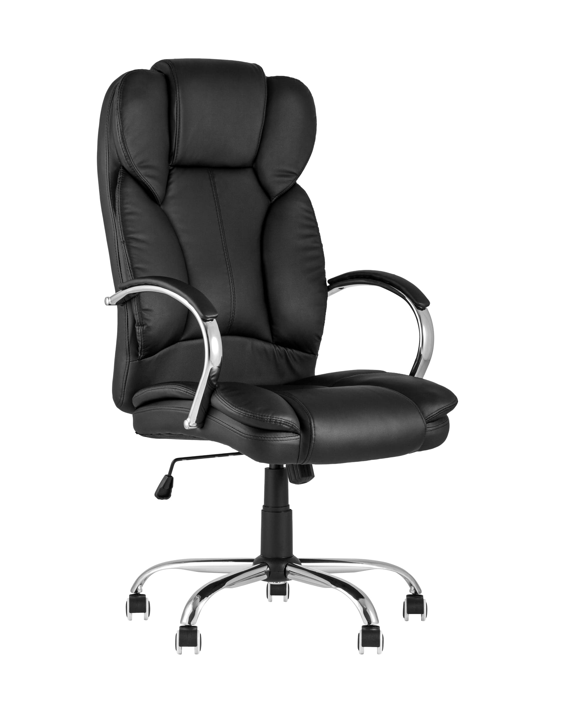Компьютерное кресло TopChairs President офисное черное в обивке из экокожи, механизм качания и регулировки Top Gun