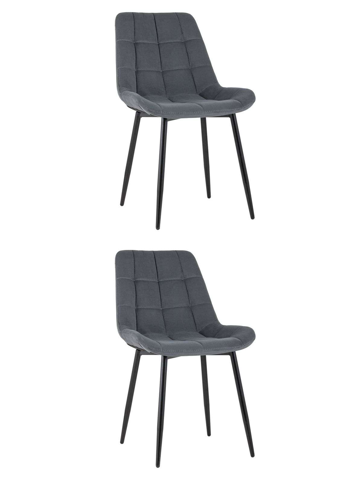 Комплект из двух стульев Флекс велюр тёмно-серый ножки из металла черные