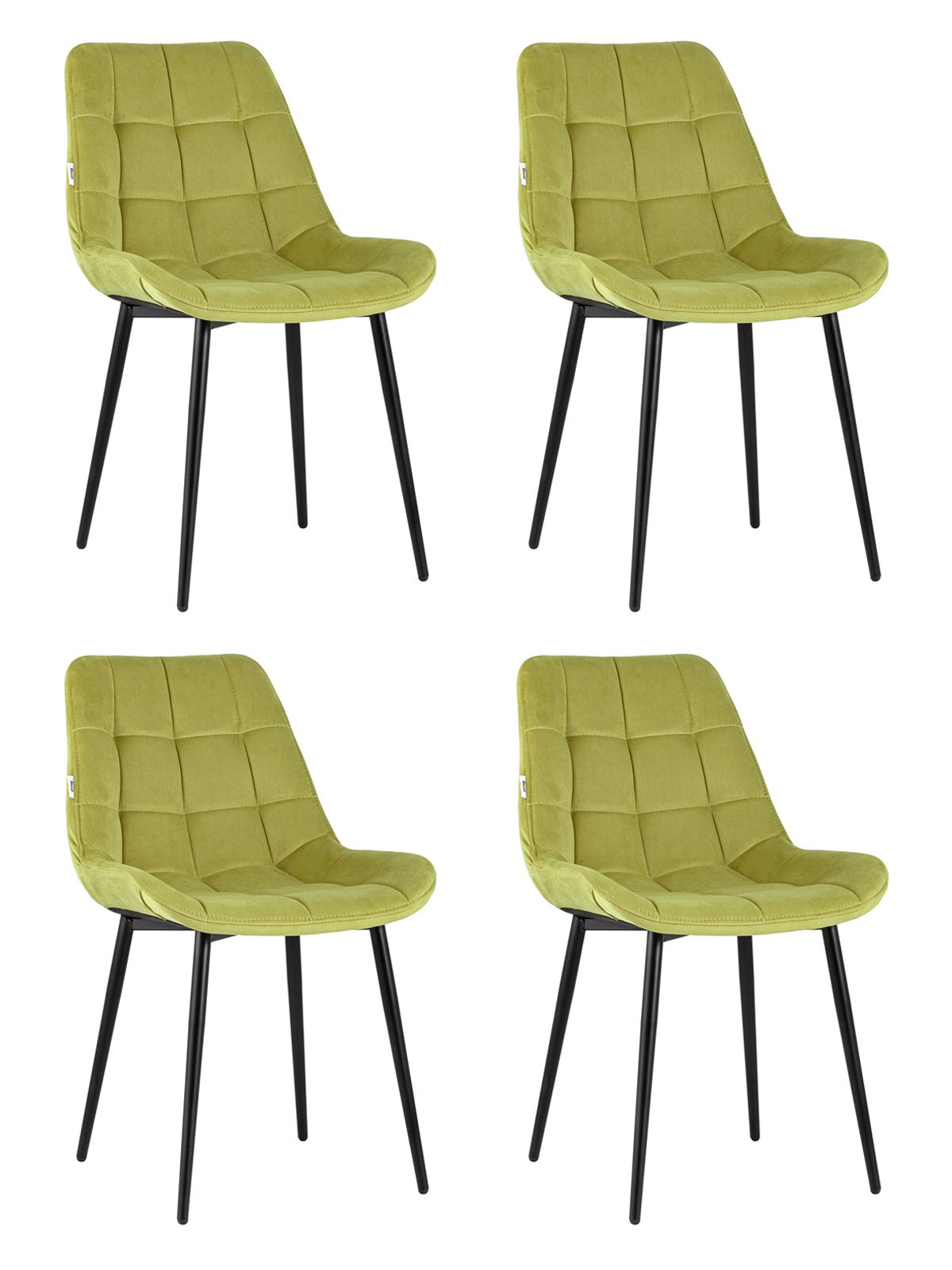 Комплект из четырех стульев Флекс велюр оливковый ножки из металла черные