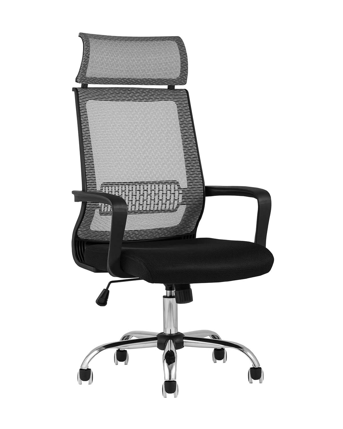 Компьютерное кресло TopChairs Style офисное серое в обивке с сеткой, регулировка по высоте и механизм качания Top Gu