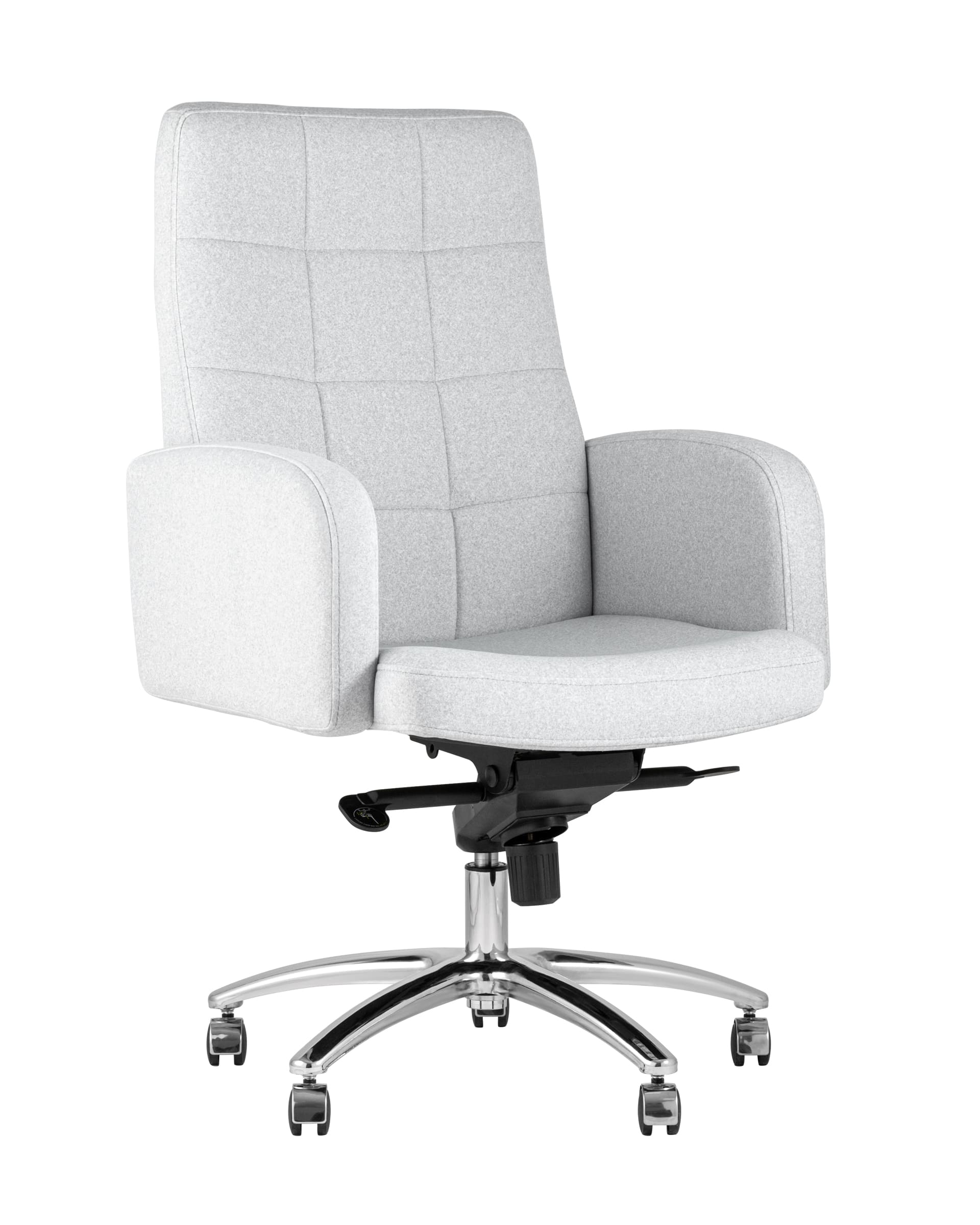 Компьютерное кресло для руководителя Лансет светло-серый обивка микровелюр крестовина металл