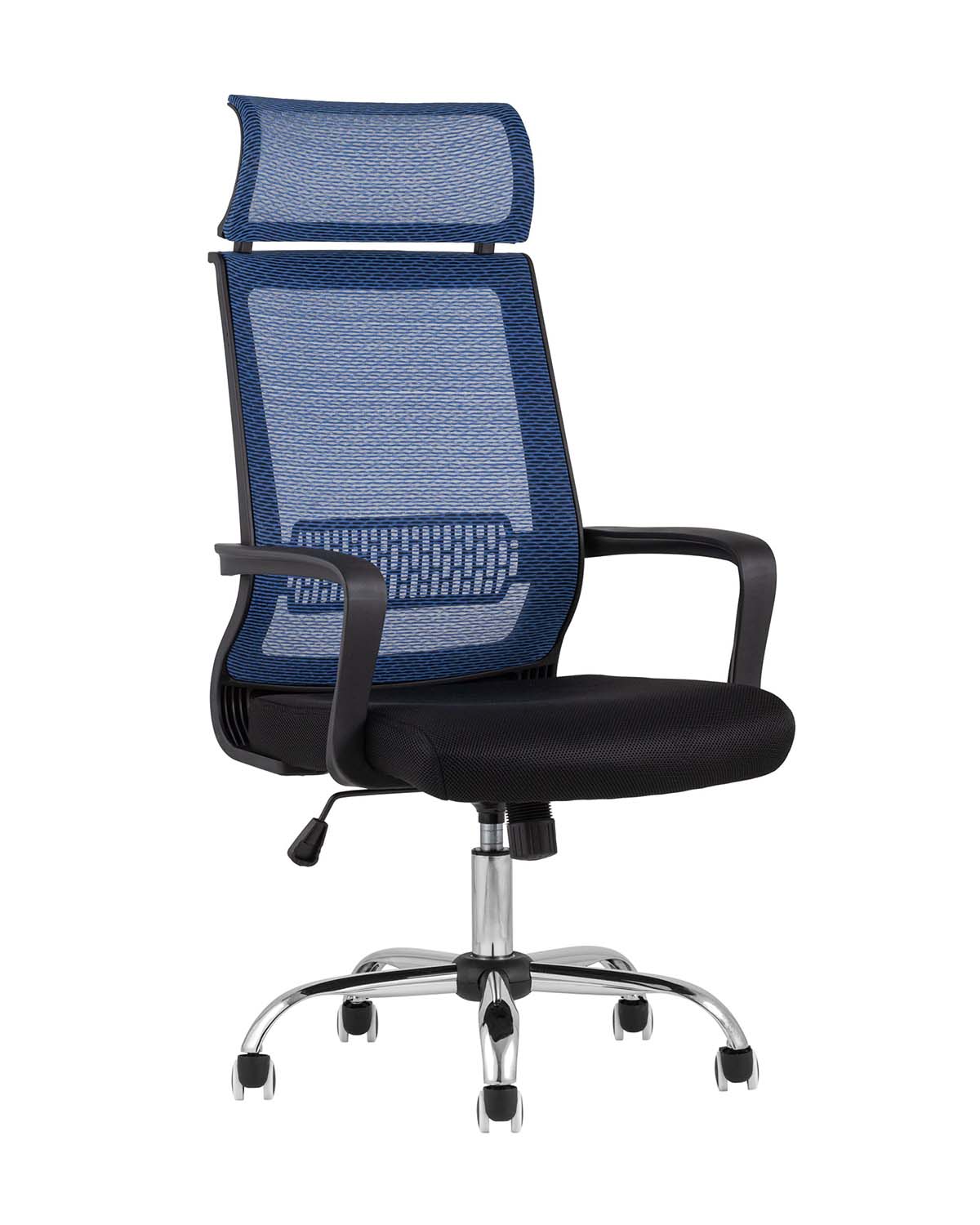Компьютерное кресло TopChairs Style офисное голубое в обивке с сеткой, регулировка по высоте и механизм качания Top