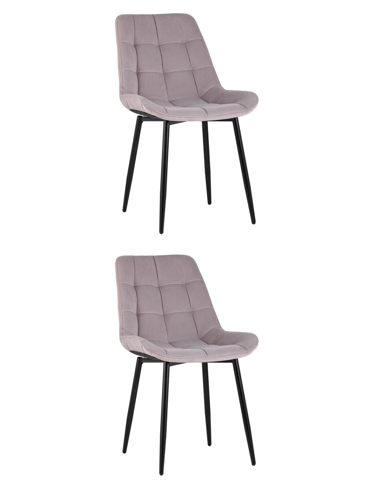 Комплект из двух стульев Флекс велюр светло-сиреневый ножки из металла черные