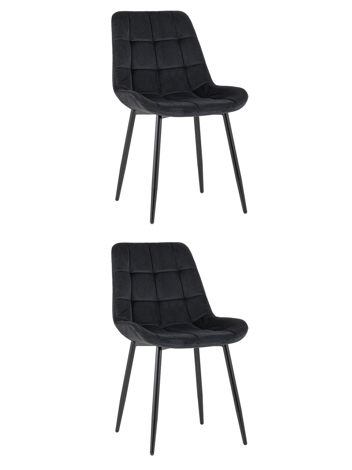 Комплект из двух стульев Флекс велюр черный ножки из металла черные