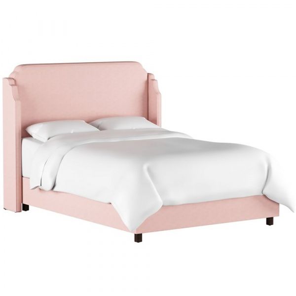 Кровать двуспальная с мягкой спинкой 160х200 см розовая Aurora Wingback Blush