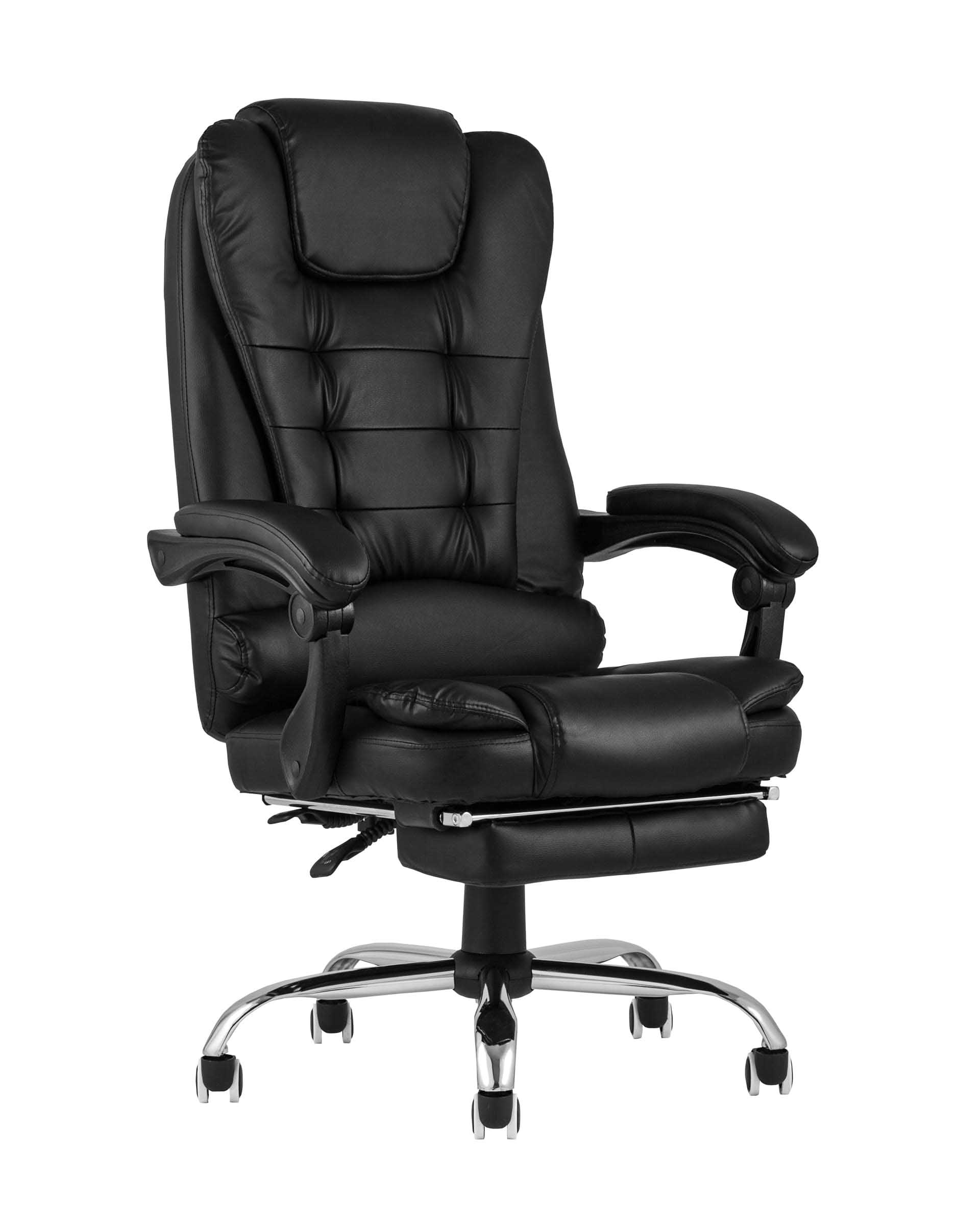 Компьютерное кресло TopChairs President офисное черное в обивке из экокожи, механизм качания и регулировки по высоте