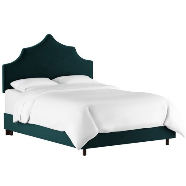 Кровать двуспальная 160х200 см зеленая Camille Light Peacock Velvet