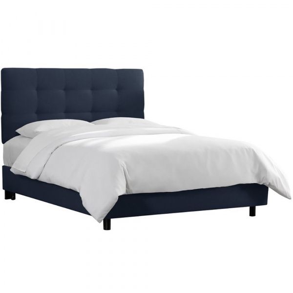 Кровать двуспальная с мягкой спинкой 160х200 синяя Alice Tufted Blue