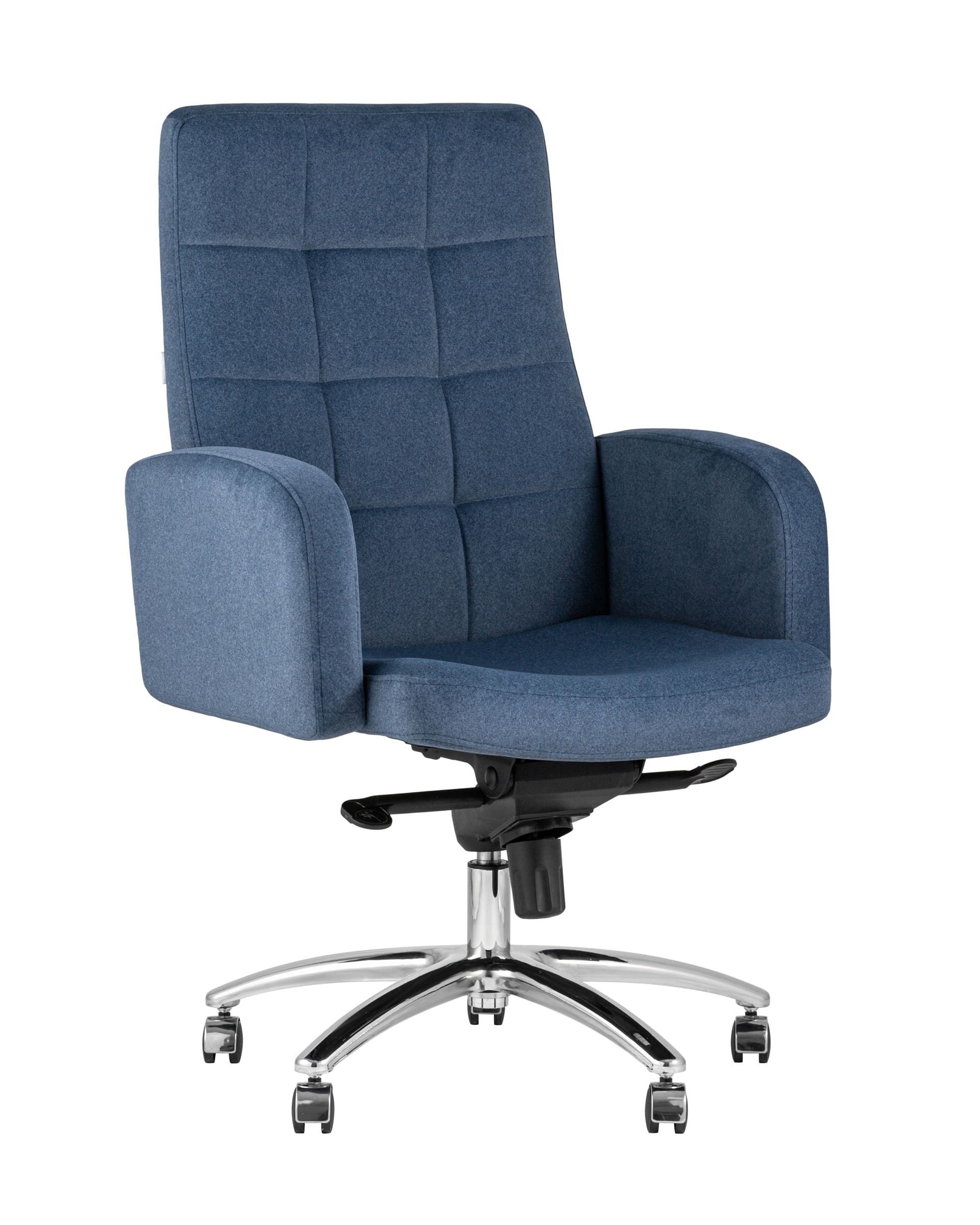 Компьютерное кресло для руководителя Лансет темно-синий обивка микровелюр крестовина металл