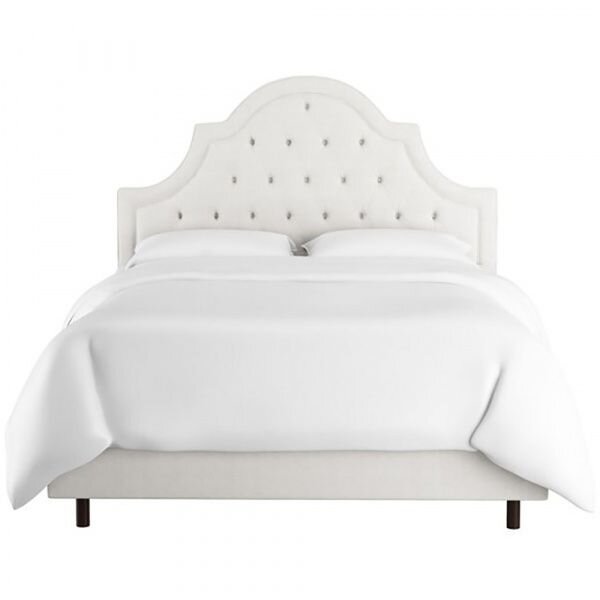 Кровать двуспальная 180х200 белая с каретной стяжкой Harvey Tufted White