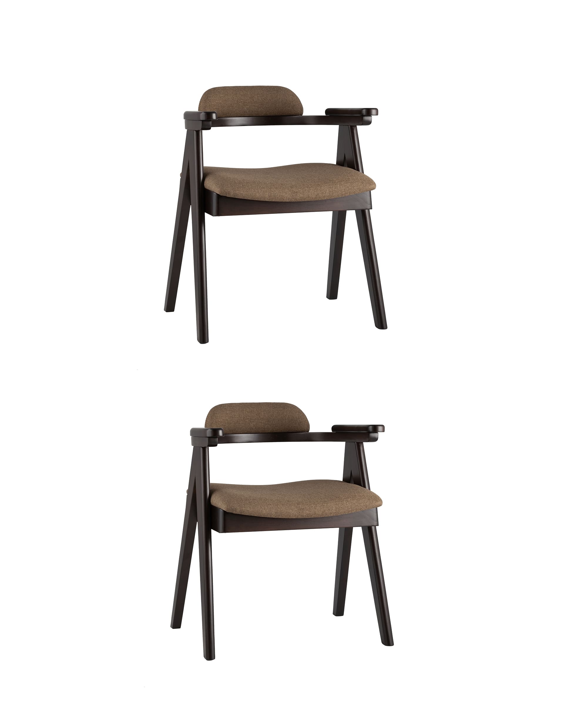 Комплект из двух стульев OLAV мягкое тканевое коричневое сиденье