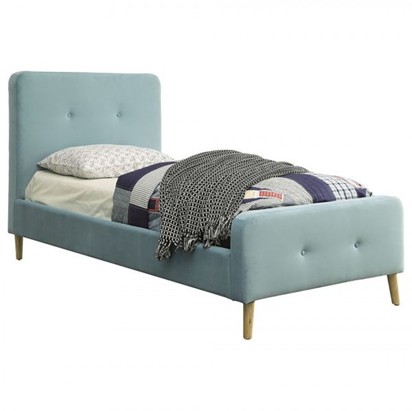 Кровать подростковая Button Tufted Flannelette Blue 140х200 см