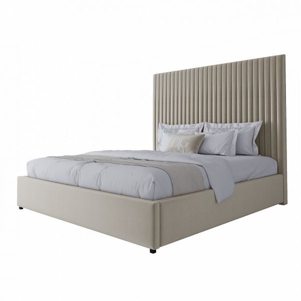 Кровать двуспальная с мягким изголовьем 180х200 см белая Mora