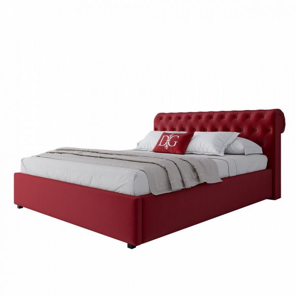 Кровать двуспальная с мягким изголовьем 160х200 см красная Sweet Dreams